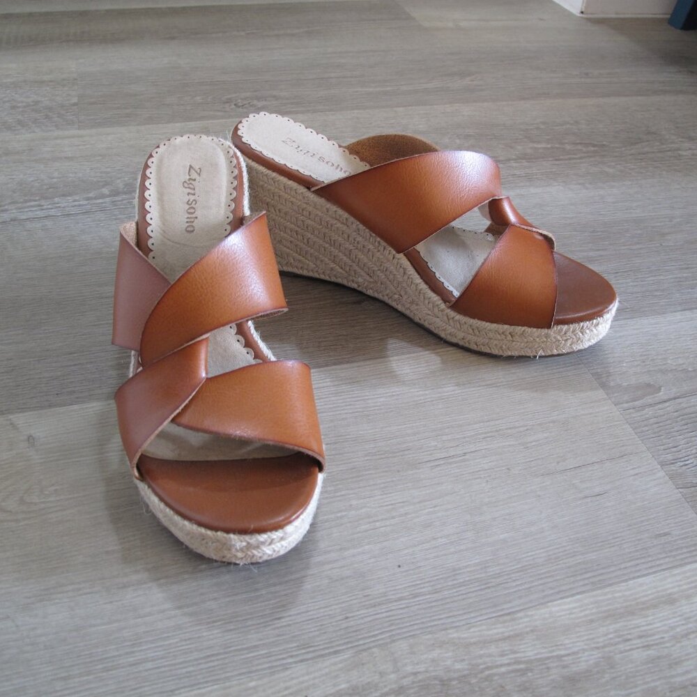 ZIGI SOHO Cognac Espadrille Wedge Sandals